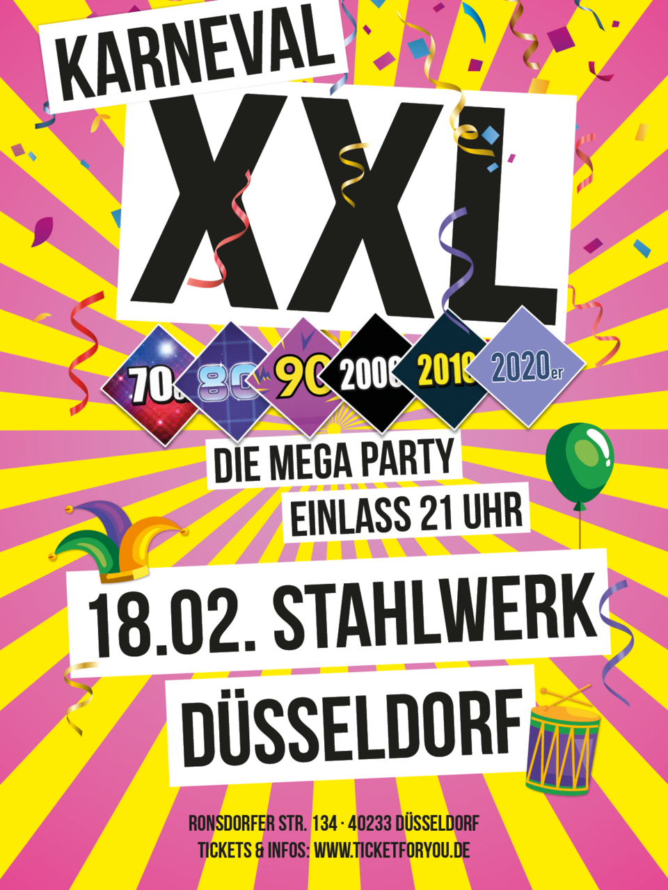 KARNEVAL XXL - Die Mega Party im Stahlwerk Düsseldorf